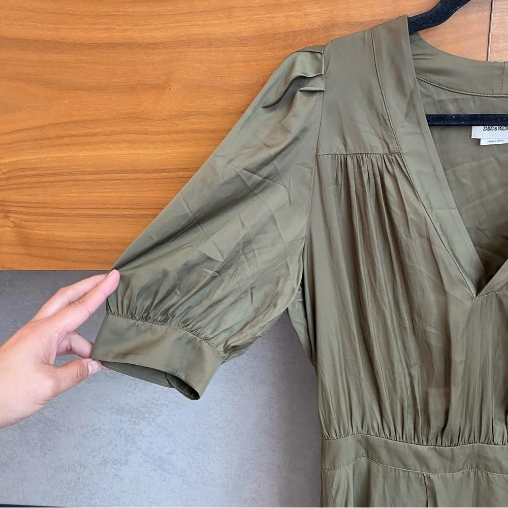 NWT Zadig & Voltaire - Ralia Asymmetric-Hem Satin‎ Midi Dress, Size XS